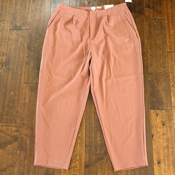 NWT A New Day High Rise Stretch Tapered Career Leg Pants Pink Brown Women's 17 - Picture 2 of 7